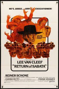 2d732 RETURN OF SABATA 1sh '72 cool artwork of Lee Van Cleef with bizarre pistol!