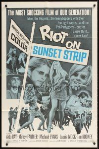 2d743 RIOT ON SUNSET STRIP 1sh '67 hippies with too-tight capris, crazy pot-partygoers!