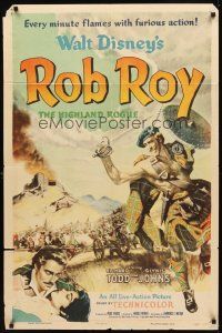 2d749 ROB ROY style A 1sh '54 Disney, art of Richard Todd as The Scottish Highland Rogue!