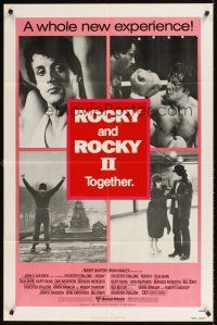 2d752 ROCKY/ROCKY II 1sh '80 Sylvester Stallone boxing classic double-bill, great images!