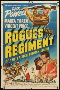 2d753 ROGUES' REGIMENT 1sh '48 great art of French Foreign Legion soldier Dick Powell!
