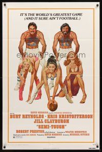 2d785 SEMI-TOUGH 1sh '77 Burt Reynolds, Kris Kristofferson, sexy girls & football art by McGinnis!
