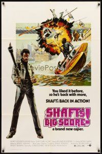 2d797 SHAFT'S BIG SCORE 1sh '72 great art of mean Richard Roundtree with big gun by John Solie!