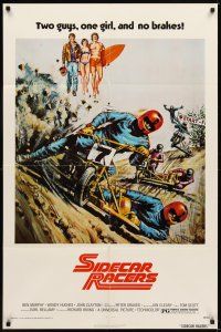 2d804 SIDECAR RACERS 1sh '75 motorcycle racing from Down Under, two guys, one girl, no brakes!