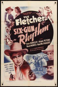 2d808 SIX-GUN RHYTHM 1sh '39 Tex Fletcher, Joan Barclay, Sam Newfield western!