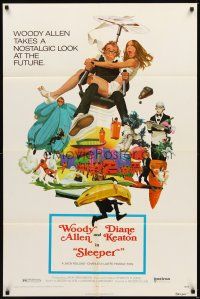 2d813 SLEEPER 1sh '74 Woody Allen, Diane Keaton, wacky futuristic sci-fi comedy art by McGinnis!