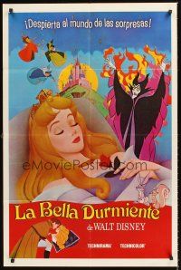 2d814 SLEEPING BEAUTY Spanish/U.S. 1sh R70s Walt Disney cartoon fairy tale fantasy classic!