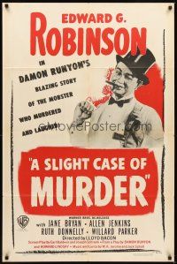 2d815 SLIGHT CASE OF MURDER 1sh R48 cool artwork of Edward G. Robinson in top hat!