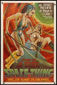 2d829 SPACE THING 1sh '68 outrageous sci-fi sex art, visit the planet of the rapes!