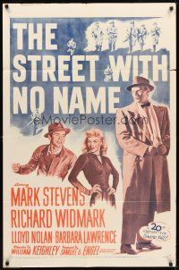 2d850 STREET WITH NO NAME 1sh R54 full-length art of Richard Widmark & co-stars, film noir!