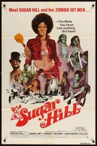 2d856 SUGAR HILL 1sh '74 artwork of sexy Marki Bey and her wild black zombie hit men!