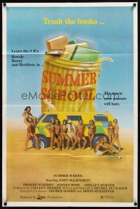 2d858 SUMMER SCHOOL 1sh '77 art of sexy teens on the beach, the movie your parents will hate!
