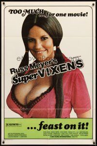 2d861 SUPER VIXENS 1sh '75 Russ Meyer, super sexy Shari Eubank is TOO MUCH for one movie!