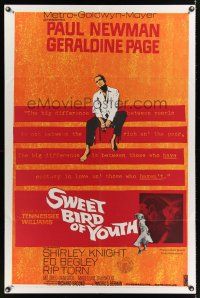 2d866 SWEET BIRD OF YOUTH 1sh '62 Paul Newman, Geraldine Page, from Tennessee Williams' play!