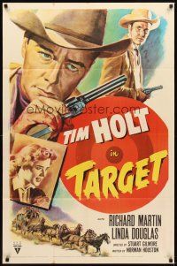 2d878 TARGET 1sh '52 cool artwork of Tim Holt with revolover, cowboy western!
