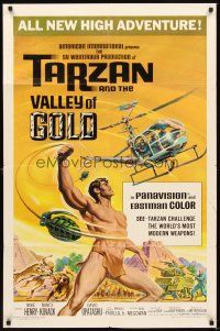 2d880 TARZAN & THE VALLEY OF GOLD 1sh '66 art of Henry tossing grenades at baddies by Reynold Brown!