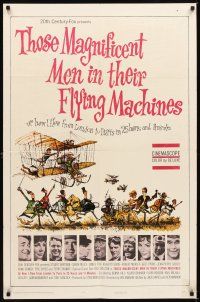2d897 THOSE MAGNIFICENT MEN IN THEIR FLYING MACHINES 1sh '65 great wacky art of early airplane!