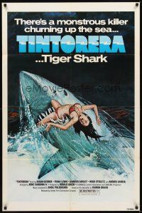 2d904 TINTORERA 1sh '77 best monstrous killer tiger shark horror artwork!