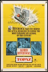 2d914 TOPAZ 1sh '69 Alfred Hitchcock, John Forsythe, most explosive spy scandal of this century!