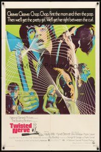 2d929 TWISTED NERVE 1sh '69 Hayley Mills, Roy Boulting English horror, cool psychedelic art!