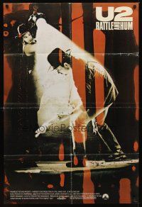 2d931 U2 RATTLE & HUM int'l 1sh '88 great image of Irish rockers Bono & The Edge on stage