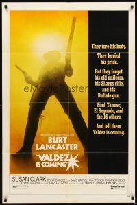2d939 VALDEZ IS COMING 1sh '71 Burt Lancaster, written by Elmore Leonard, cool gunslinger image!