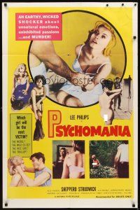 2d948 VIOLENT MIDNIGHT 1sh R64 Psychomania, an earthy wicked shocker about unnatural emotions!