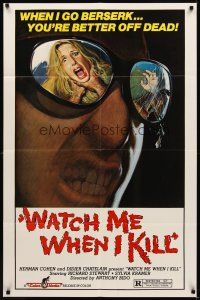2d961 WATCH ME WHEN I KILL 1sh '77 cool art of scared girl in killer's mirrored sunglasses!