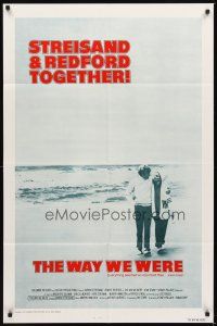 2d965 WAY WE WERE int'l 1sh '73 Barbra Streisand & Robert Redford walk on the beach!
