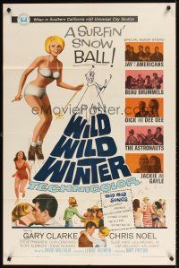 2d979 WILD WILD WINTER 1sh '66 sexy half-clad teen skiier, Jay and The Americans & early rockers!