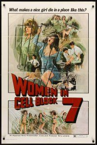 2d989 WOMEN IN CELL BLOCK 7 1sh '74 women-in-prison sex, violent & sexy artwork!