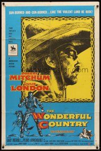 2d990 WONDERFUL COUNTRY 1sh '59 Texan Robert Mitchum in sombrero, Julie London!