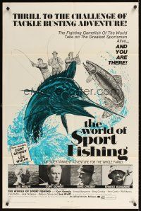 2d991 WORLD OF SPORT FISHING 1sh '72 images of celebrities fishing, Borgnine & Crosby!