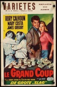 2f236 BIG CAPER Belgian '57 Rory Calhoun & his partners could split the cash, but not the blonde!