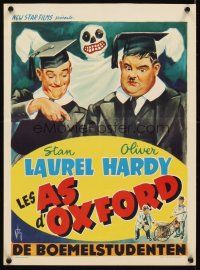 2f241 CHUMP AT OXFORD Belgian R50s great art of Laurel & Hardy in caps & gown w/ghost!