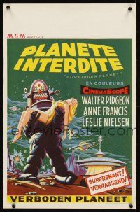 2f245 FORBIDDEN PLANET Belgian '56 great artwork of Robby the Robot carrying Anne Francis!