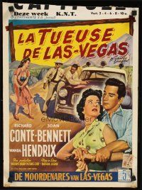 2f255 HIGHWAY DRAGNET Belgian '54 Richard Conte, Joan Bennett, Las Vegas manhunt for thrill-killer