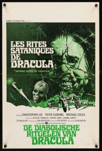 2f289 SATANIC RITES OF DRACULA Belgian '78 creepy different artwork of Count Dracula!