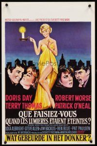 2f307 WHERE WERE YOU WHEN THE LIGHTS WENT OUT? Belgian '68 artwork of sexy Doris Day!
