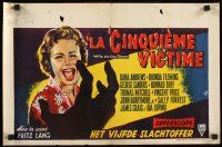 2f308 WHILE THE CITY SLEEPS Belgian '56 Wik art of Lipstick Killer's victim, Fritz Lang noir!