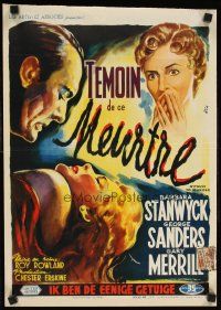2f309 WITNESS TO MURDER Belgian '54 no one believes Barbara Stanwyck except for the murderer!
