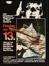 2f583 FRIDAY THE 13th Danish '80 great Joann art, slasher horror classic, 24 hours of terror!