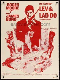2f593 LIVE & LET DIE Danish R80s art of Roger Moore as James Bond by Robert McGinnis!