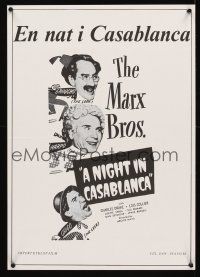 2f605 NIGHT IN CASABLANCA Danish R90s wonderful art of The Marx Brothers, Groucho, Chico & Harpo!