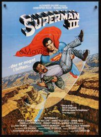 2f632 SUPERMAN III Danish '83 art of Christopher Reeve flying with Richard Pryor by L. Salk!