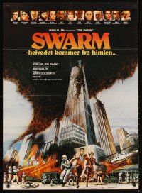 2f633 SWARM Danish '78 directed by Irwin Allen, cool art of killer bee attack by C.W. Taylor!