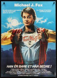 2f636 TEEN WOLF Danish '85 great artwork of teenage werewolf Michael J. Fox by L. Cowell!