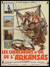 2f505 CONQUERORS OF ARKANSAS French 23x32 '65 artwork of Brad Harris & cowboys with guns!