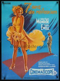 2f537 SEVEN YEAR ITCH French 23x32 R70s Billy Wilder, great sexy art of Marilyn Monroe!