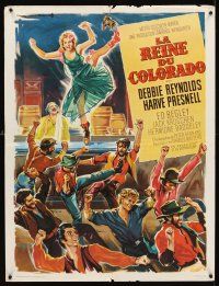 2f541 UNSINKABLE MOLLY BROWN French 23x32 '65 Debbie Reynolds, different art by Roger Soubie!